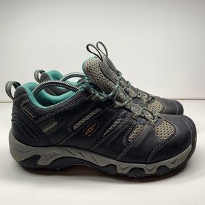 Keen Koven Gray Vegan Leather & Aqua Waterproof Low Top Hiking Shoes Women Sz 9